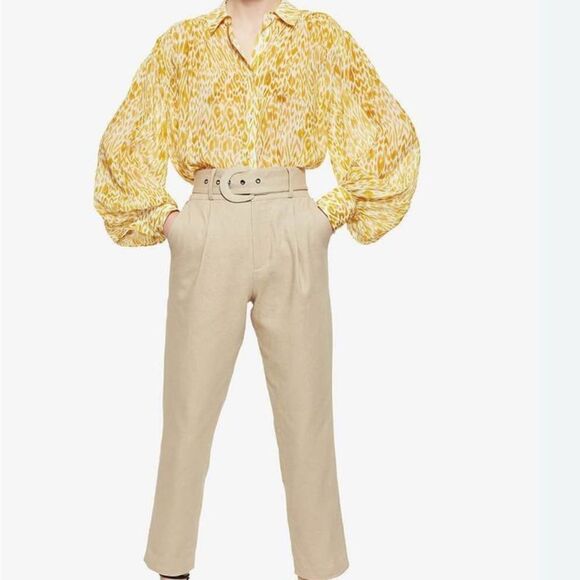 ANINE BING NWOT Caleb Silk Blouse in Marigold Leo - Picture 3 of 16